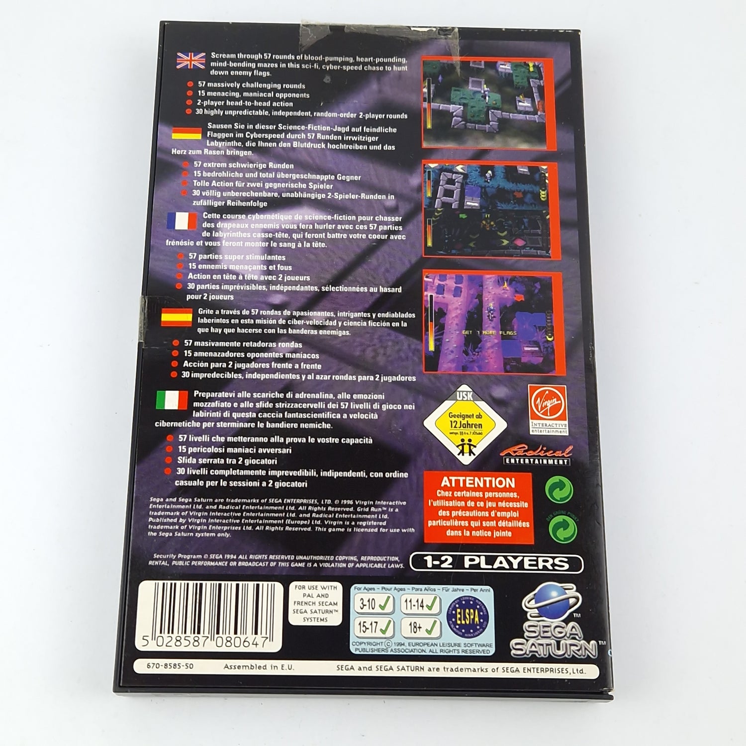 Sega Saturn Spiel : Grid Run - CD Anleitung OVP cib / PAL Disk
