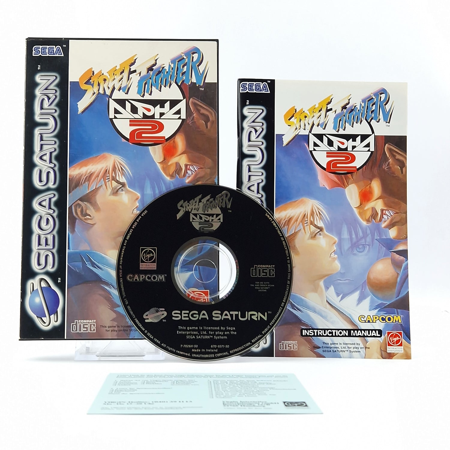 Sega Saturn Game: Street Fighter Alpha 2 - CD Instructions OVP cib / PAL Disk