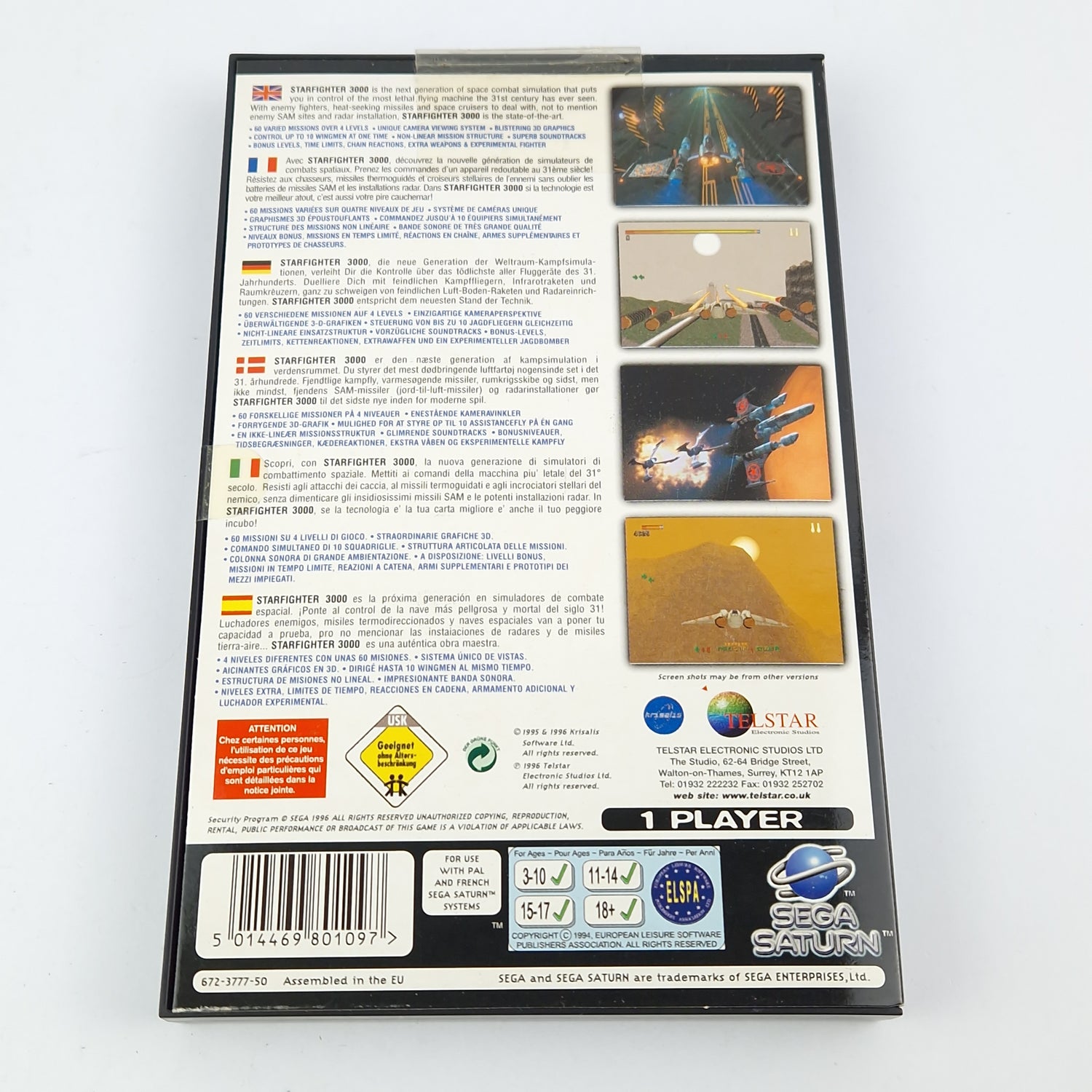 Sega Saturn game: Starfighter 3000 - CD instructions OVP cib / PAL disk system