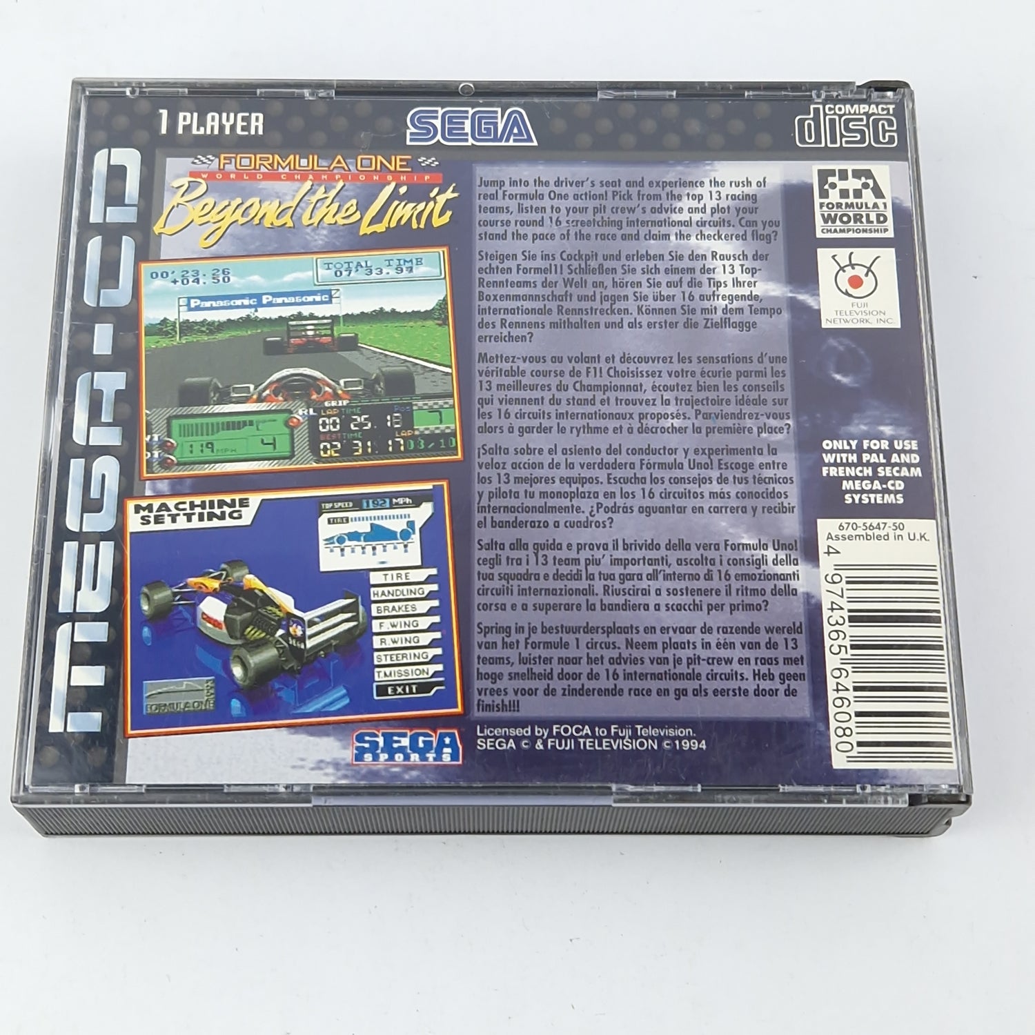Sega Mega CD game: Formula ONE Beyond The Limit - CD instructions OVP cib / MCD