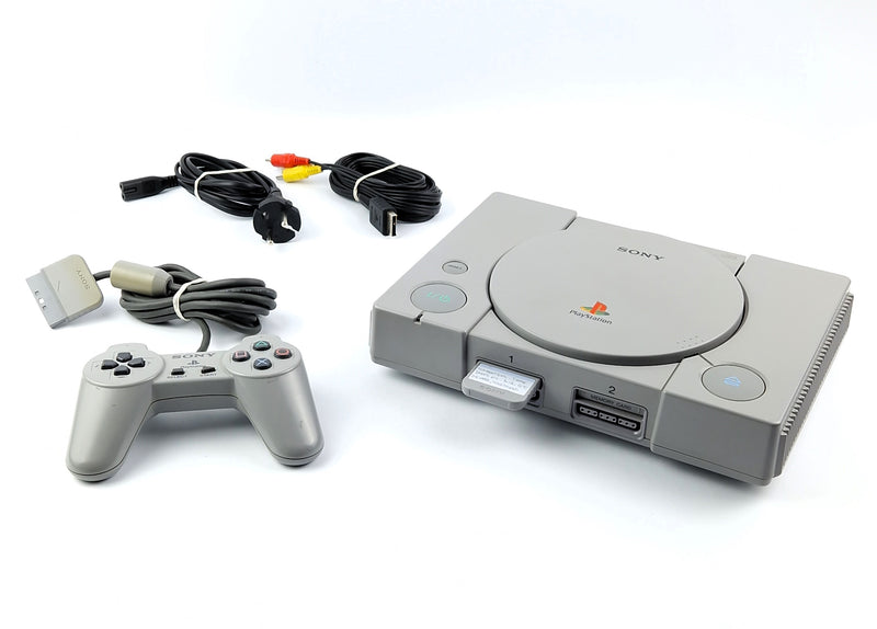 Playstation 1 console with 1 controller, cables and memory card - PS1 Console