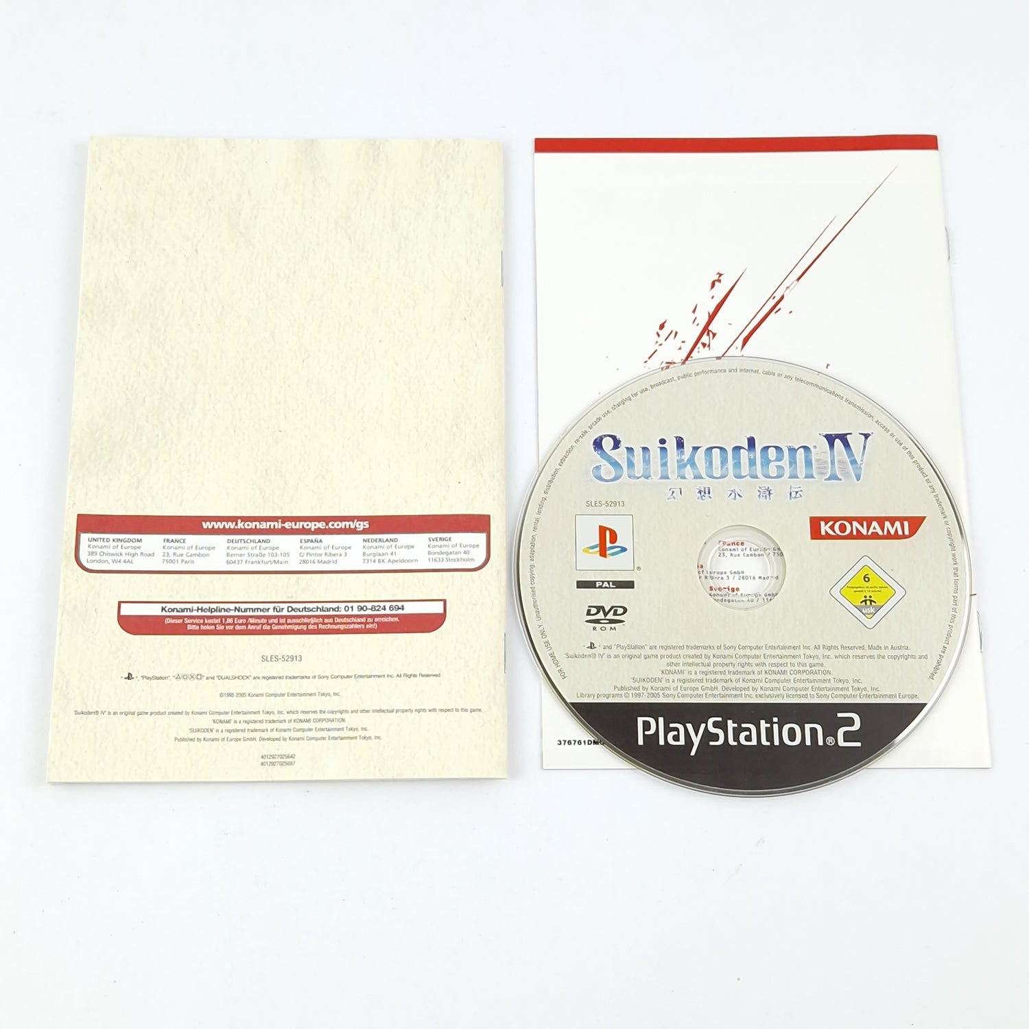Playstation 2 game: Suikoden IV 4 - CD manual OVP / SONY PS2 Konami PAL