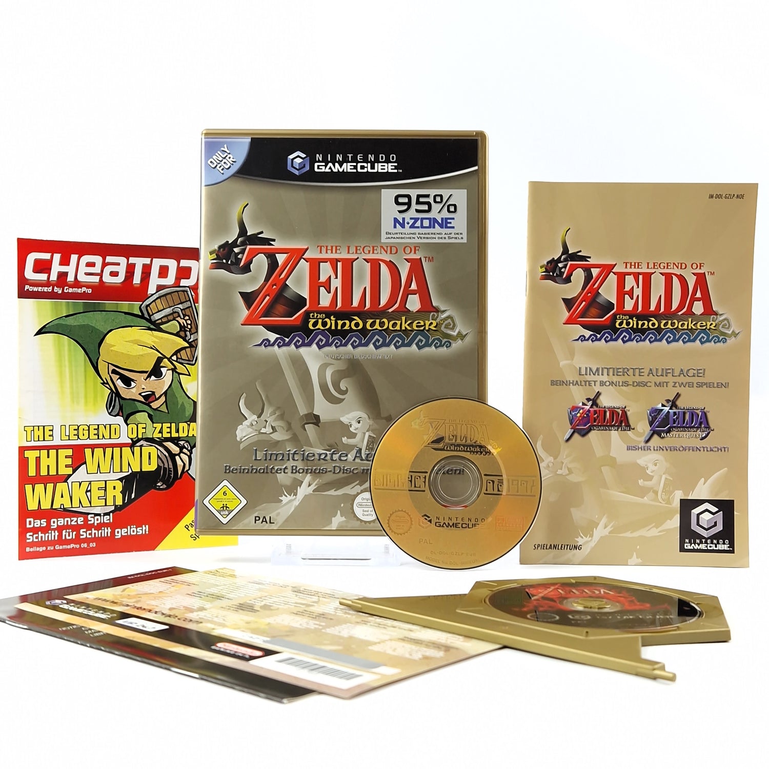 Nintendo Gamecube Game: Zelda The Windwaker Limited Edition + Cheat Pro