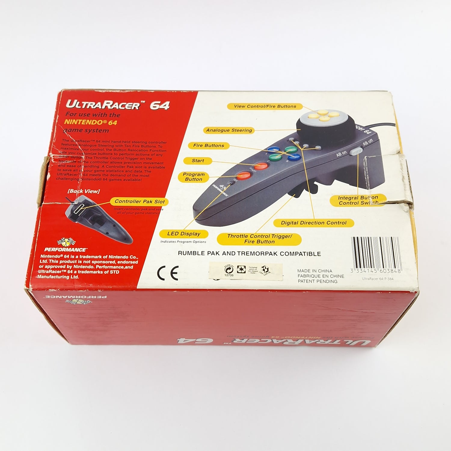 Nintendo 64 Zubehör Controller : Ultra Racer 64 Gamepad - OVP N64 PAL