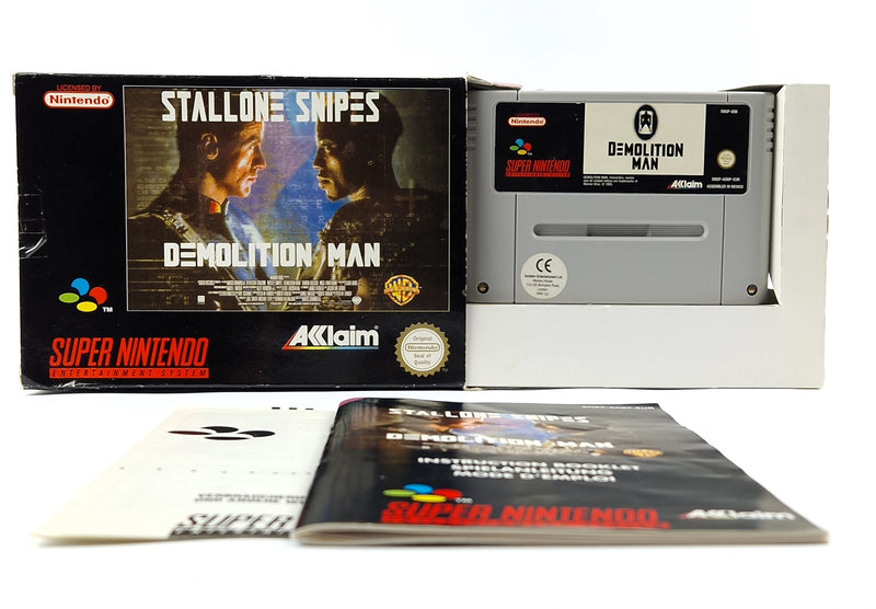 Super Nintendo Spiel : Stallone Snipes Demolition Man - Modul Anleitung OVP SNES