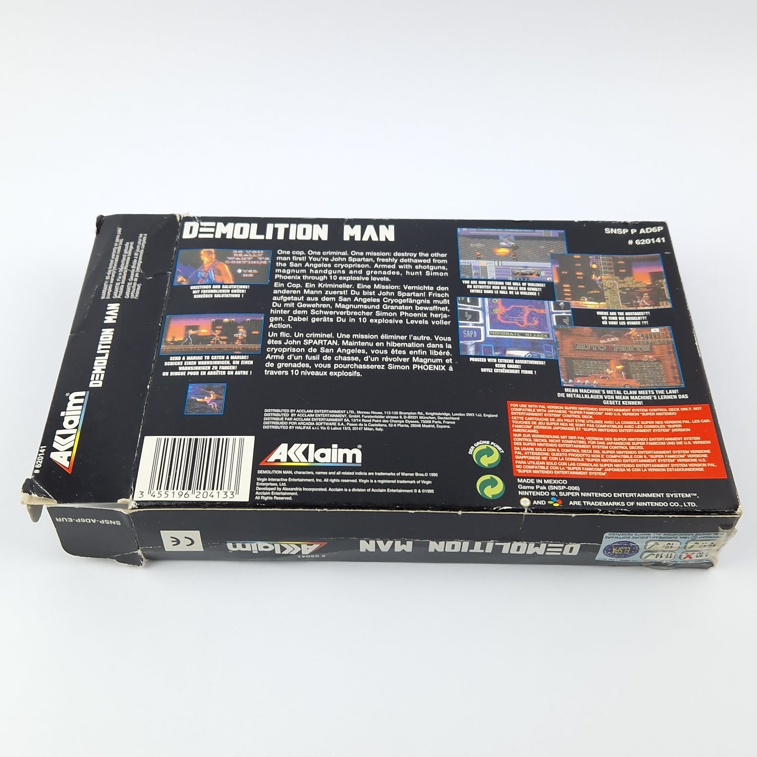 Super Nintendo Spiel : Stallone Snipes Demolition Man - Modul Anleitung OVP SNES