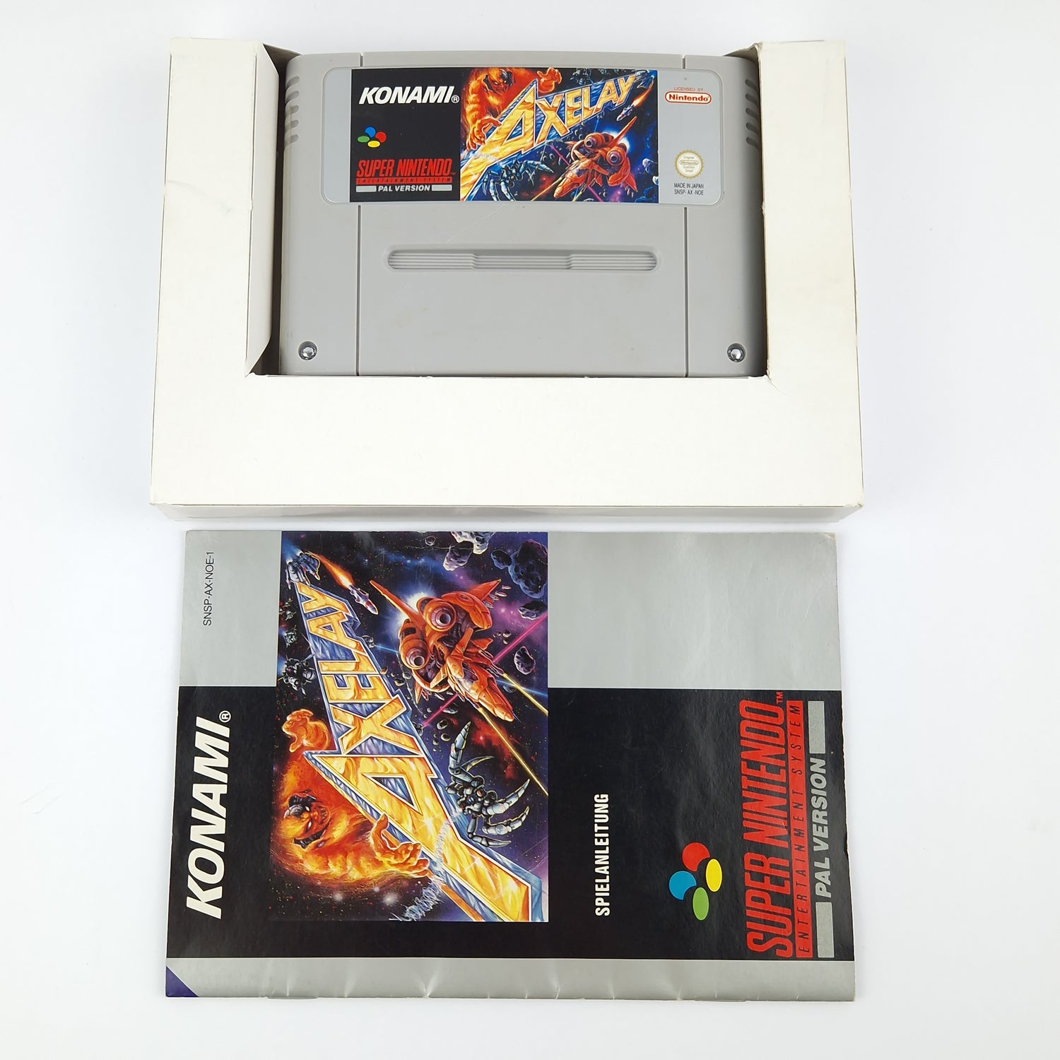 Super Nintendo Spiel : Axelay - Modul Anleitung OVP cib / SNES PAL NOE-1