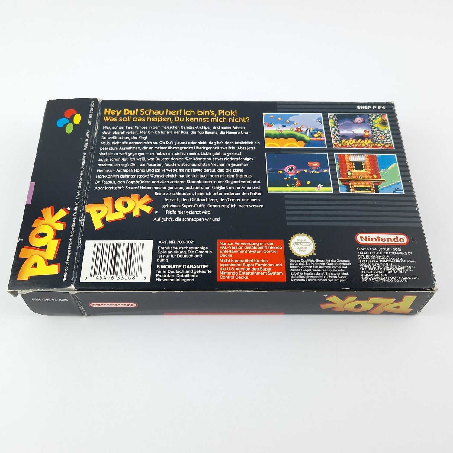 Super Nintendo Spiel : PLOK - Modul Anleitung OVP cib / SNES PAL NOE/SFRG