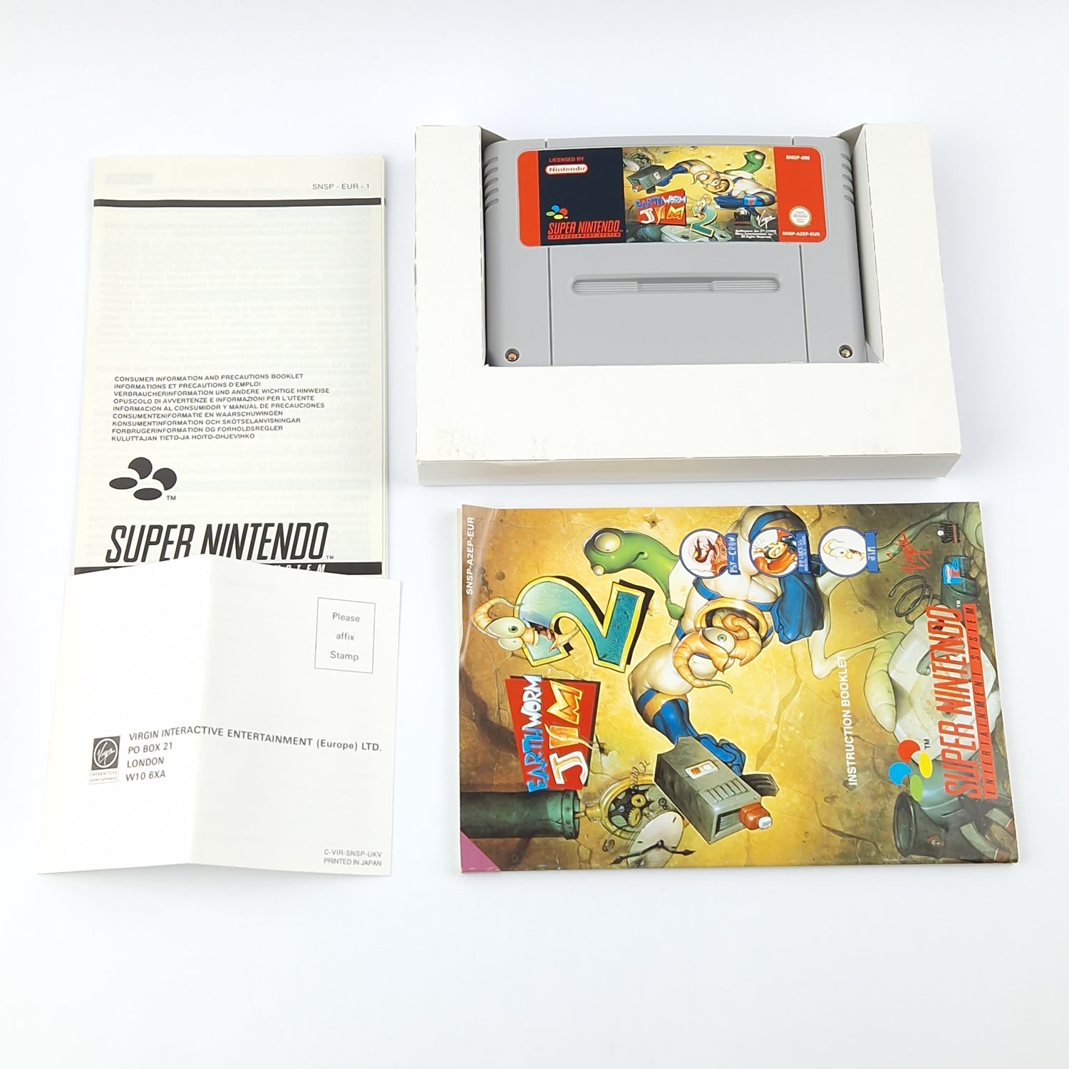 Super Nintendo Spiel : Earth Worm Jim 2 - Modul Anleitung OVP cib / SNES EUR