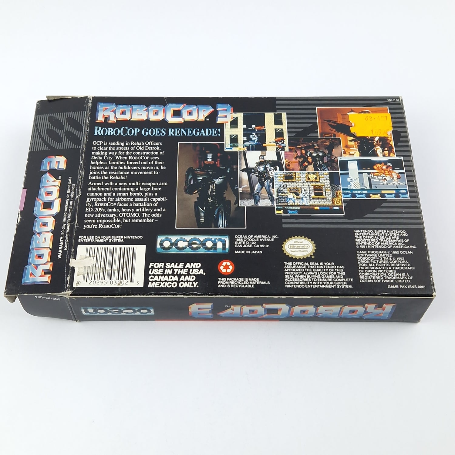 Super Nintendo Game: Robocop 3 - Module Instructions OVP cib / SNES NTSC-U/C USA