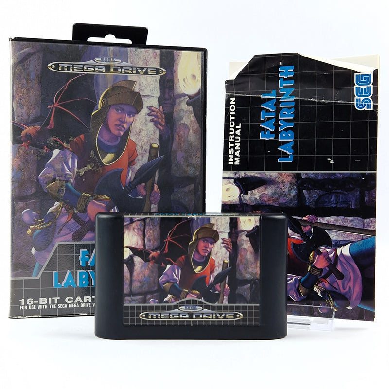 Sega Mega Drive Spiel : Fatal Labyrinth - Modul Anleitung OVP cib / PAL MD Game