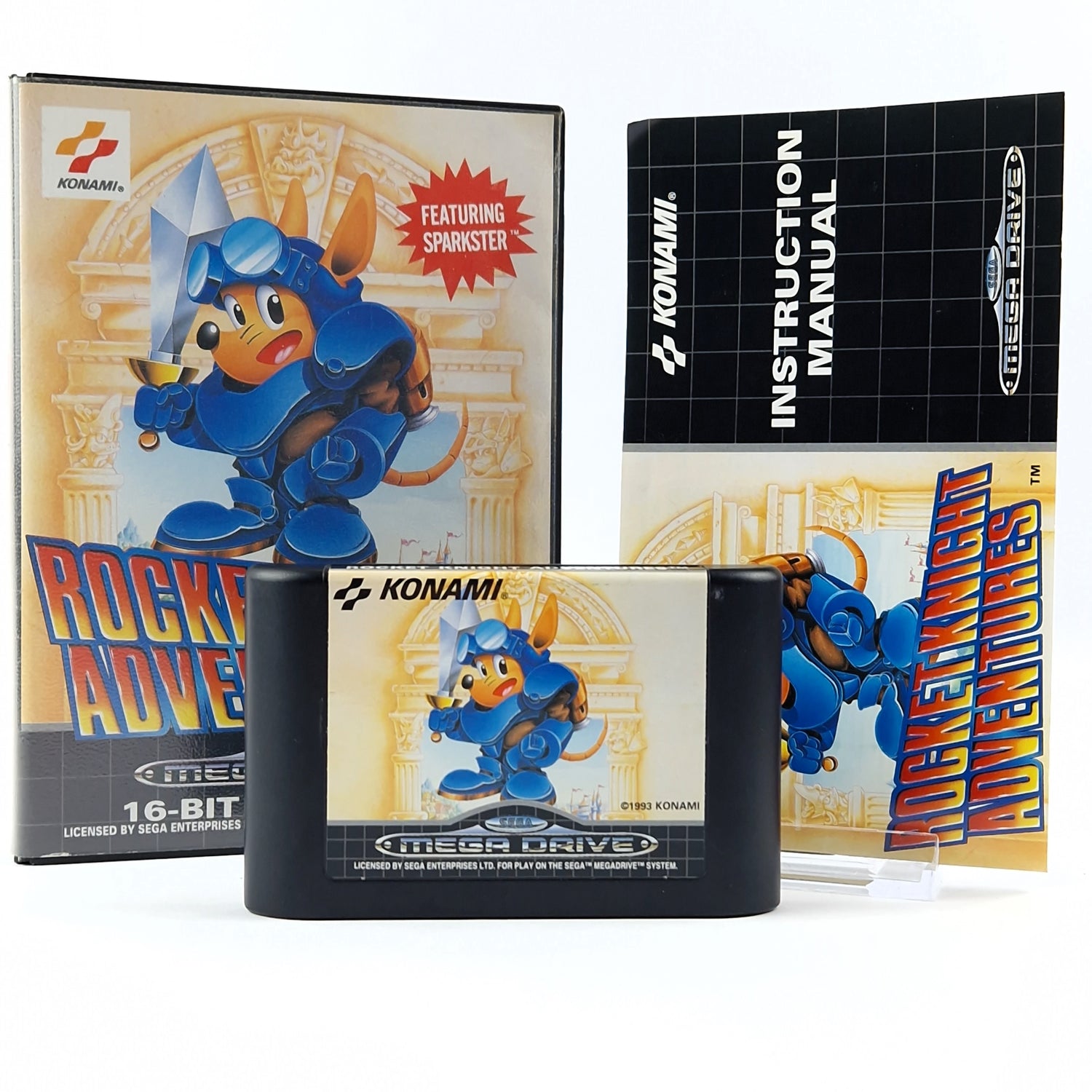 Sega Mega Drive Spiel : Rocket Knight Adventures - Modul Anleitung OVP cib PAL