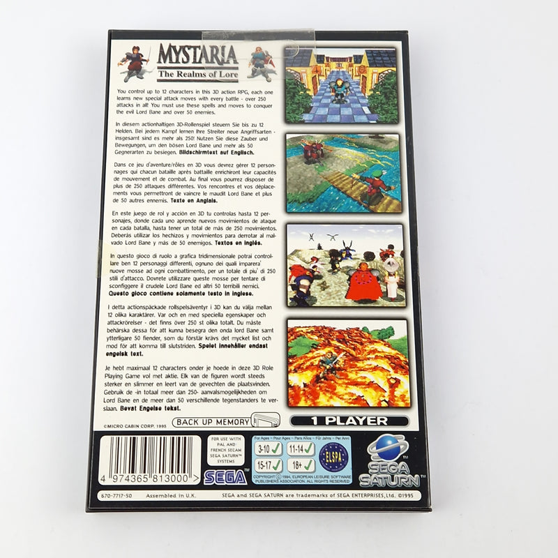 Sega Saturn Spiel : Mystaria The Realms of Lore - CD Anleitung OVP cib | PAL