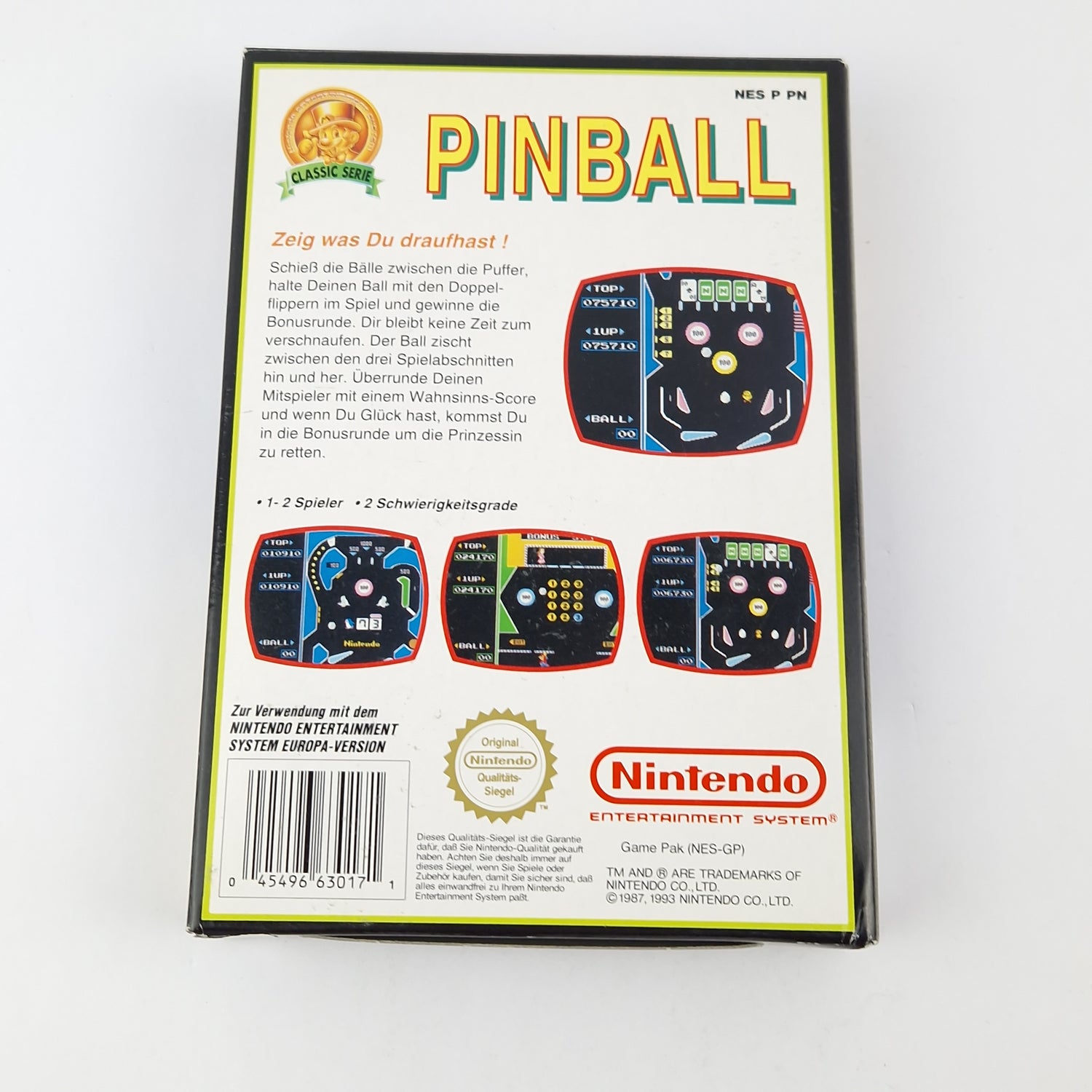 Nintendo NES Game: Pinball - Module Cartridge Instructions OVP cib PAL