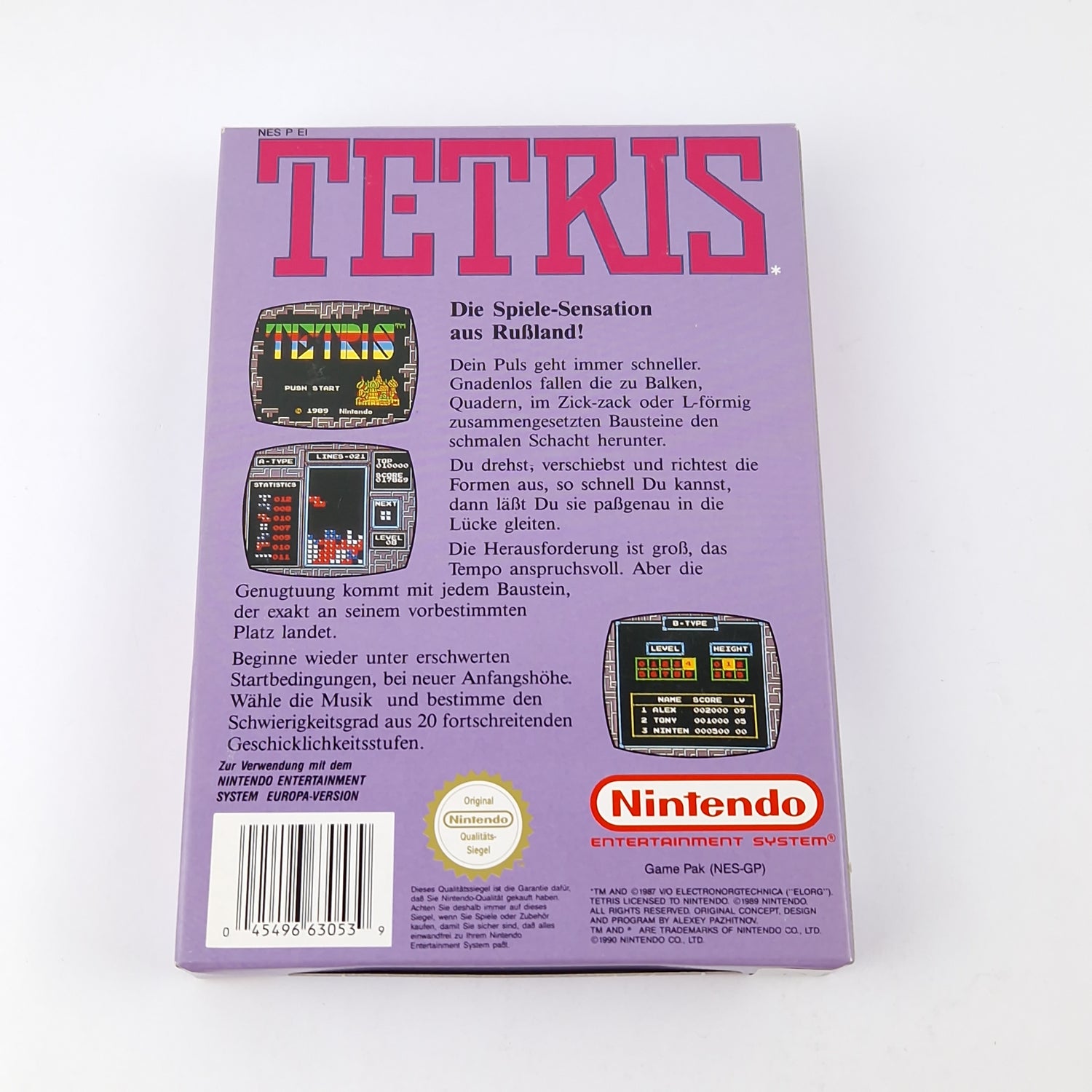 Nintendo NES Game: Tetris - Module Cartridge Instructions OVP cib PAL