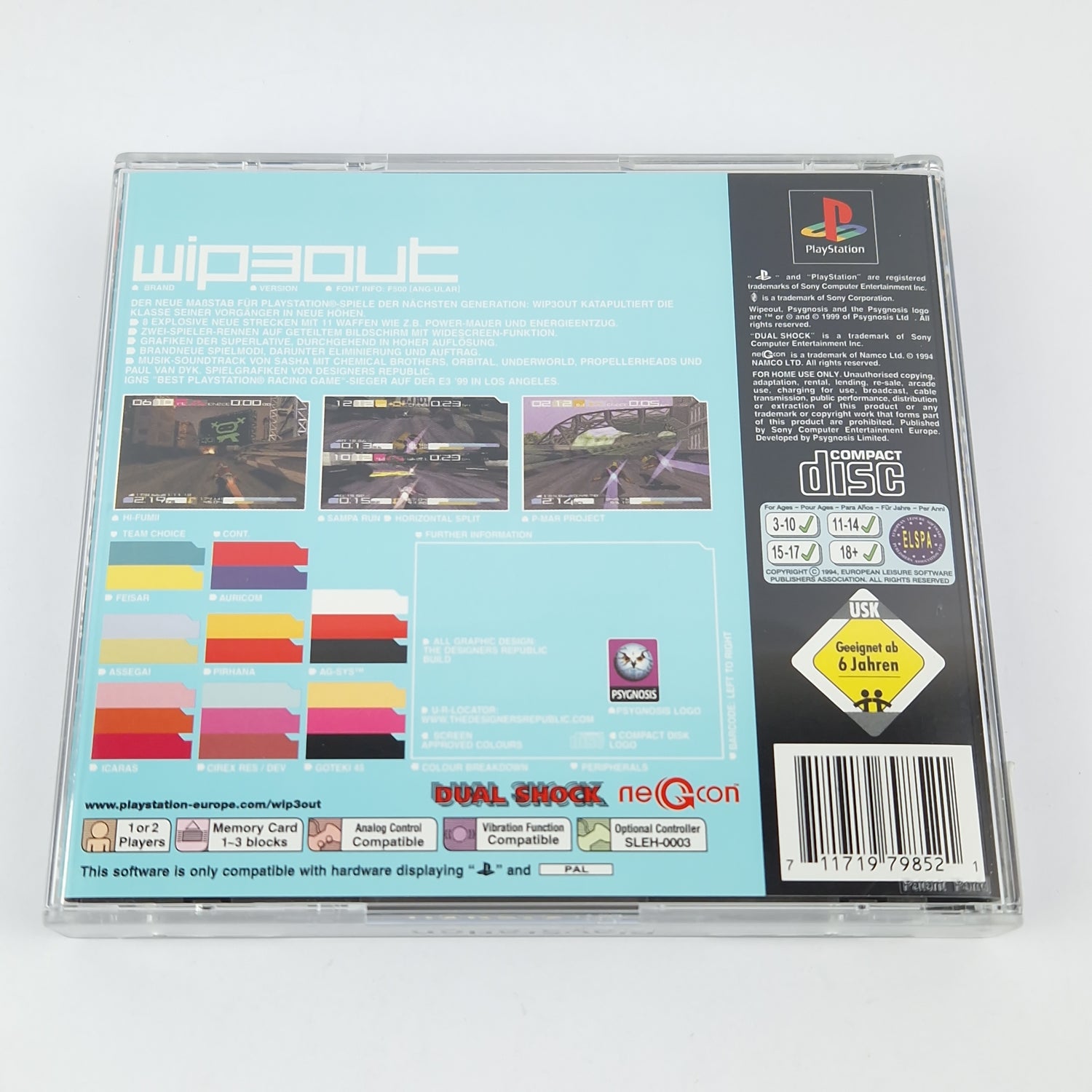 Playstation 1 Spiel : Wipeout - CD Anleitung OVP | SONY PS1 PSX PAL