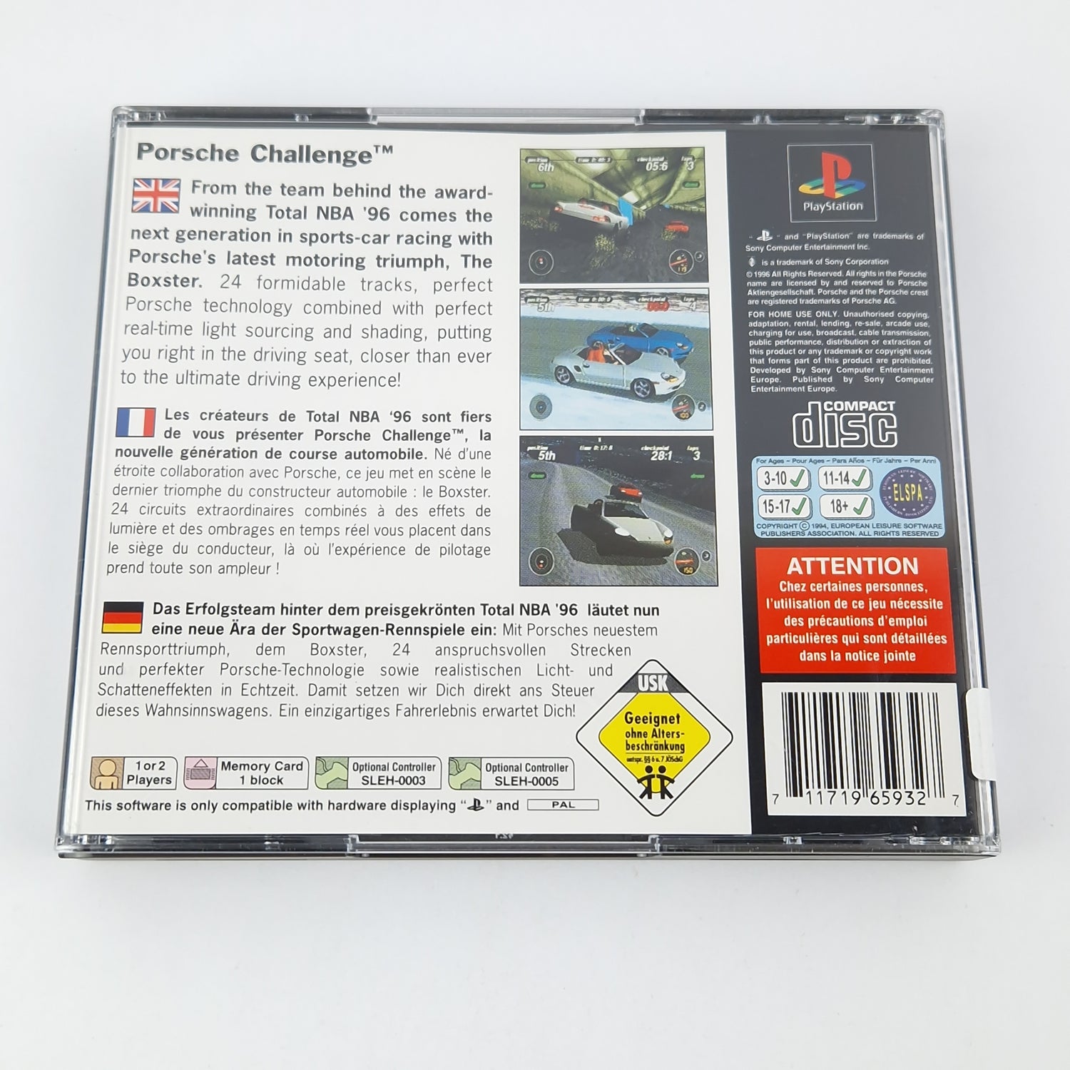Playstation 1 Spiel : Porsche Challenge - CD Anleitung OVP | SONY PS1 PSX PAL