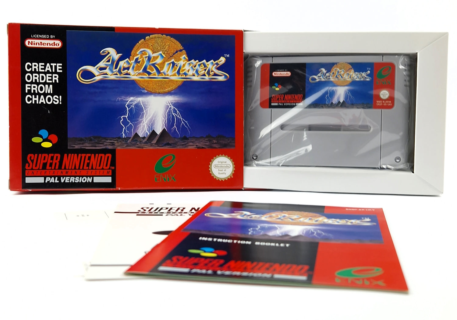 Super Nintendo game: Act Raiser - SNES module instructions OVP cib / PAL UKV