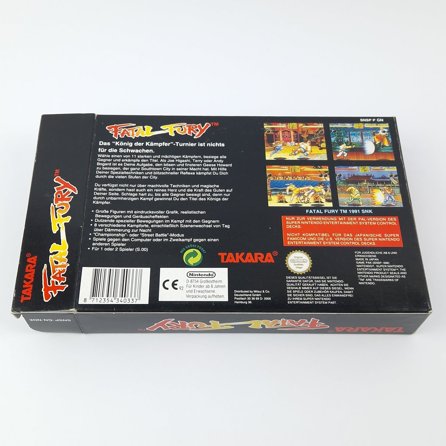 Super Nintendo Spiel : Fatal Fury - SNES Modul Anleitung OVP cib / PAL Version