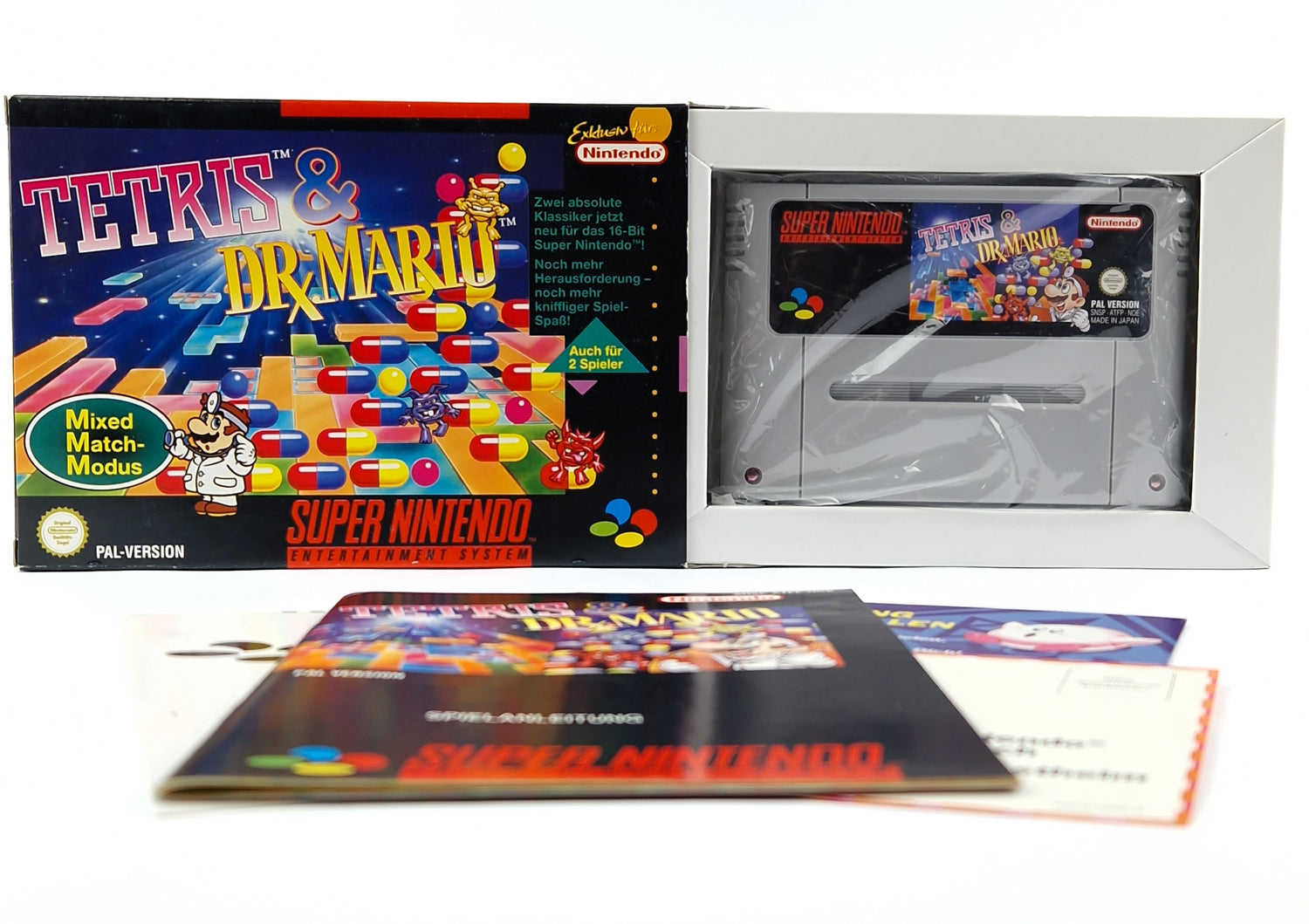 Super Nintendo Game: Tetris & Dr. Mario - Module Instructions OVP cib / SNES PAL