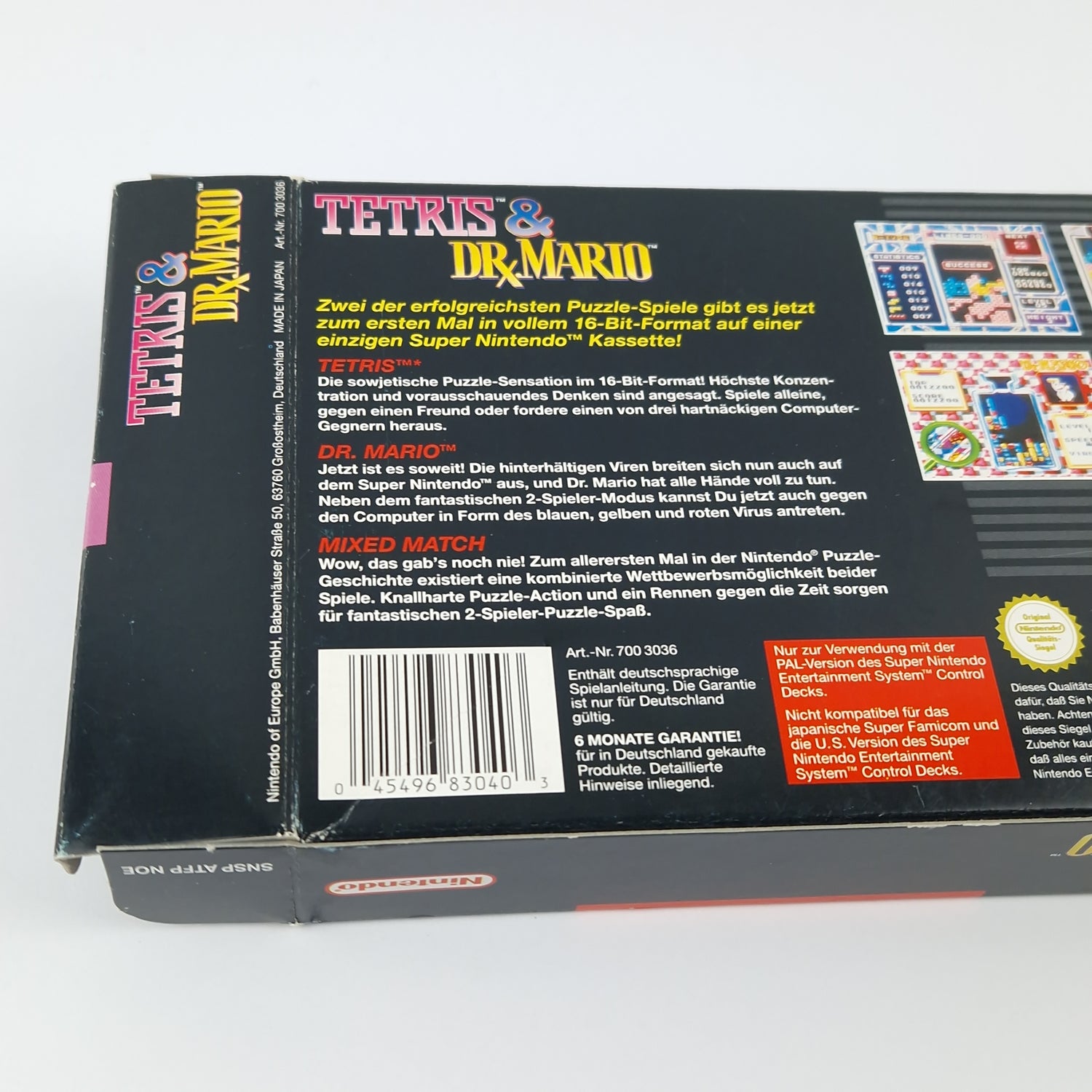 Super Nintendo Game: Tetris & Dr. Mario - Module Instructions OVP cib / SNES PAL