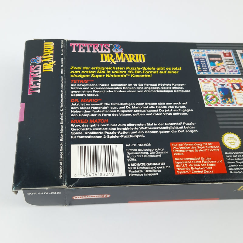 Super Nintendo Game: Tetris &amp; Dr. Mario - Module Instructions OVP cib / SNES PAL