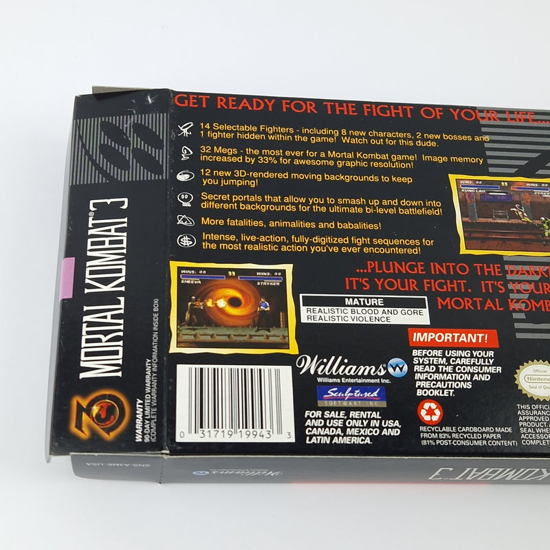 Super Nintendo Spiel : Mortal Kombat 3 - Cartridge Manual Box OVP | SNES USA