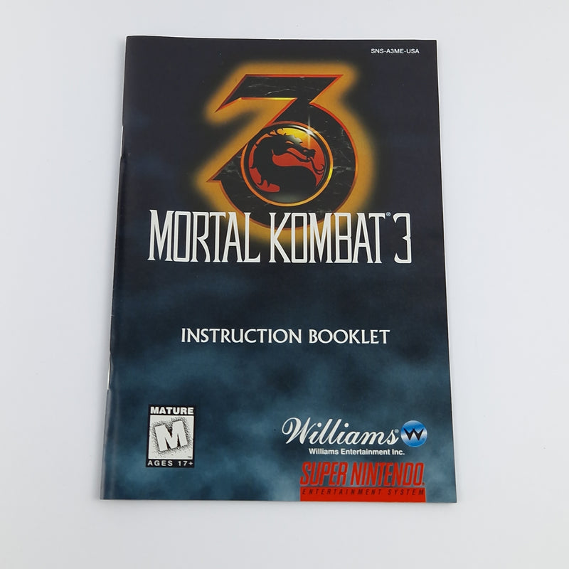 Super Nintendo Spiel : Mortal Kombat 3 - Cartridge Manual Box OVP | SNES USA