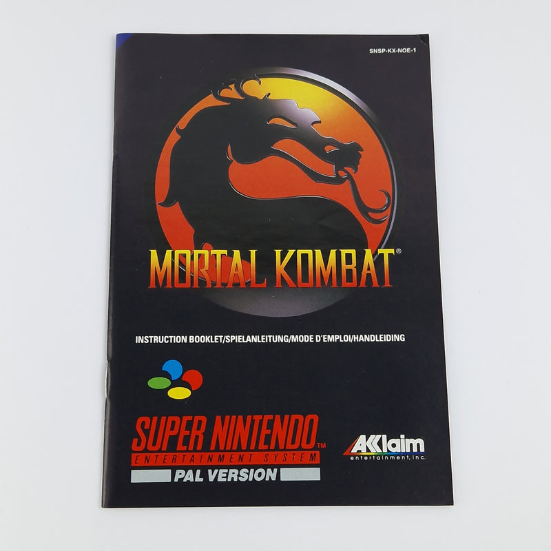 Super Nintendo Spiel : Mortal Kombat - Modul Anleitung OVP cib | SNES PAL EUR