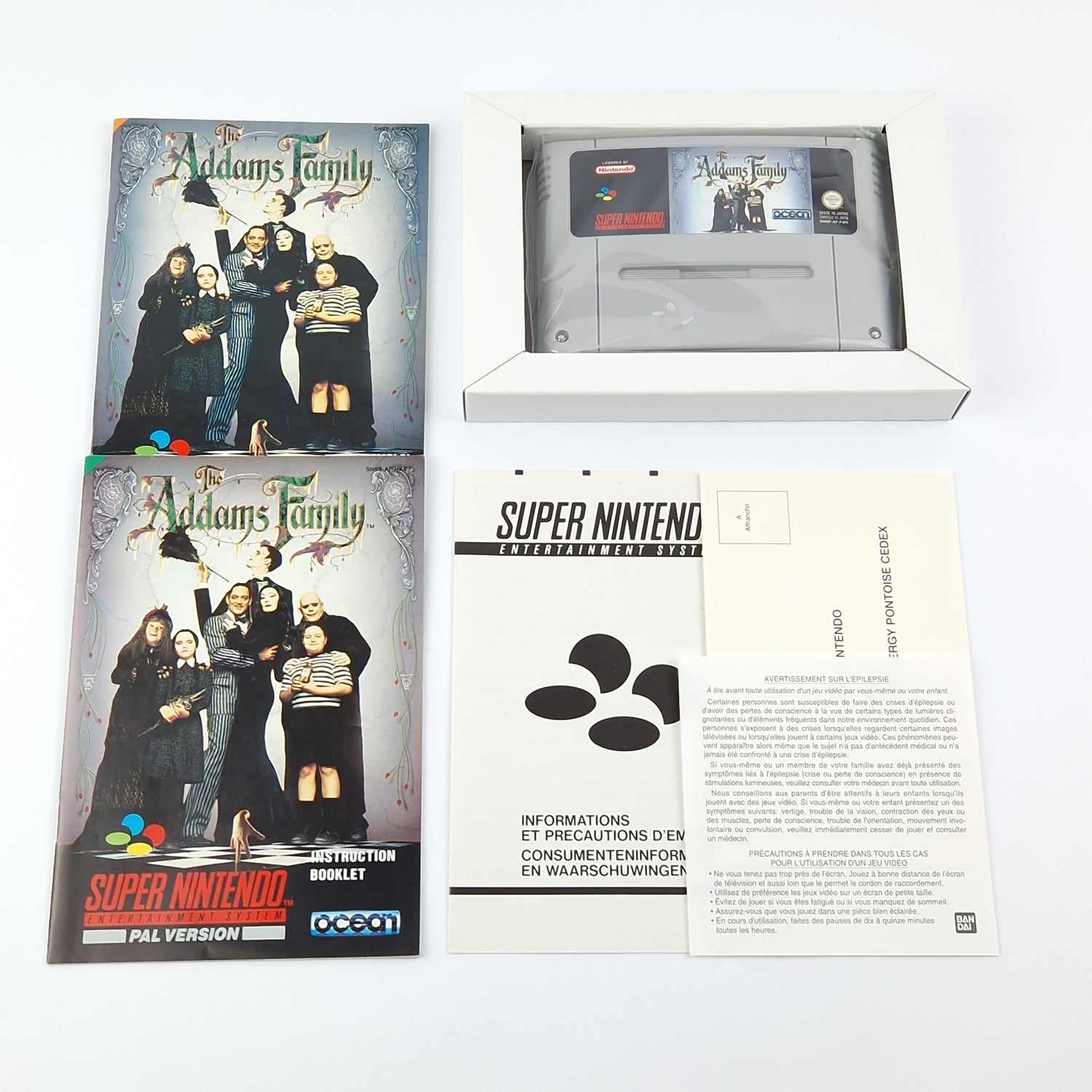 Super Nintendo Game: The Addams Family - Module Instructions OVP cib SNES PAL