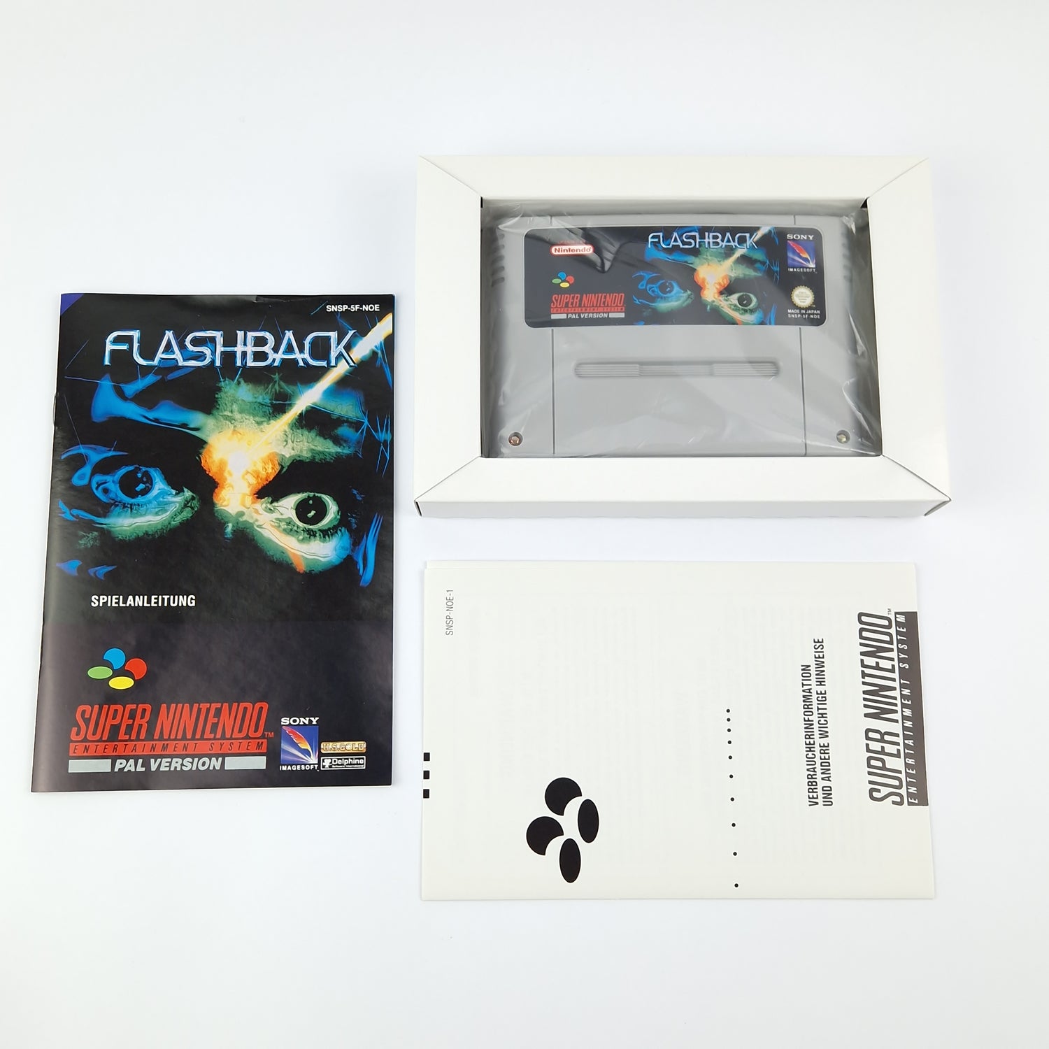 Super Nintendo Game: Flashback - Module Instructions OVP cib / SNES PAL NOE