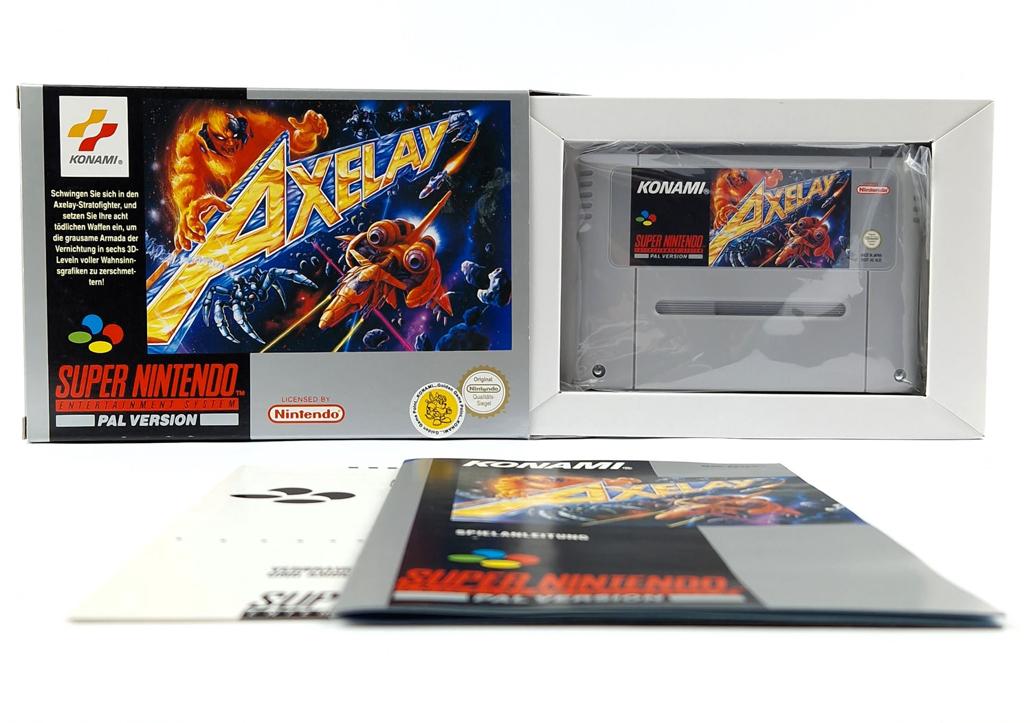 Super Nintendo Spiel : Axelay - Modul Anleitung OVP cib / SNES PAL NOE Konami