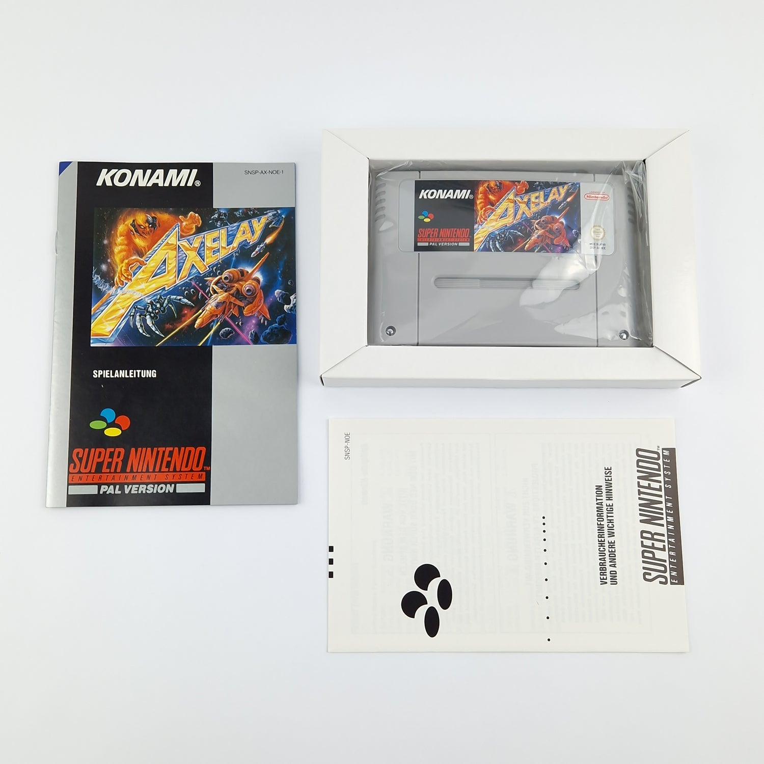 Super Nintendo Spiel : Axelay - Modul Anleitung OVP cib / SNES PAL NOE Konami