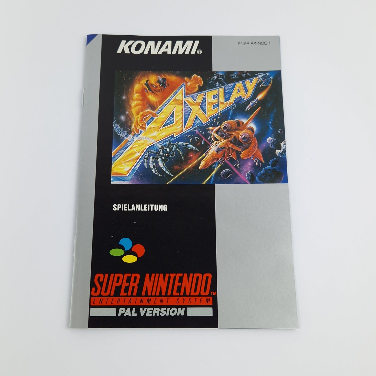 Super Nintendo Spiel : Axelay - Modul Anleitung OVP cib / SNES PAL NOE Konami