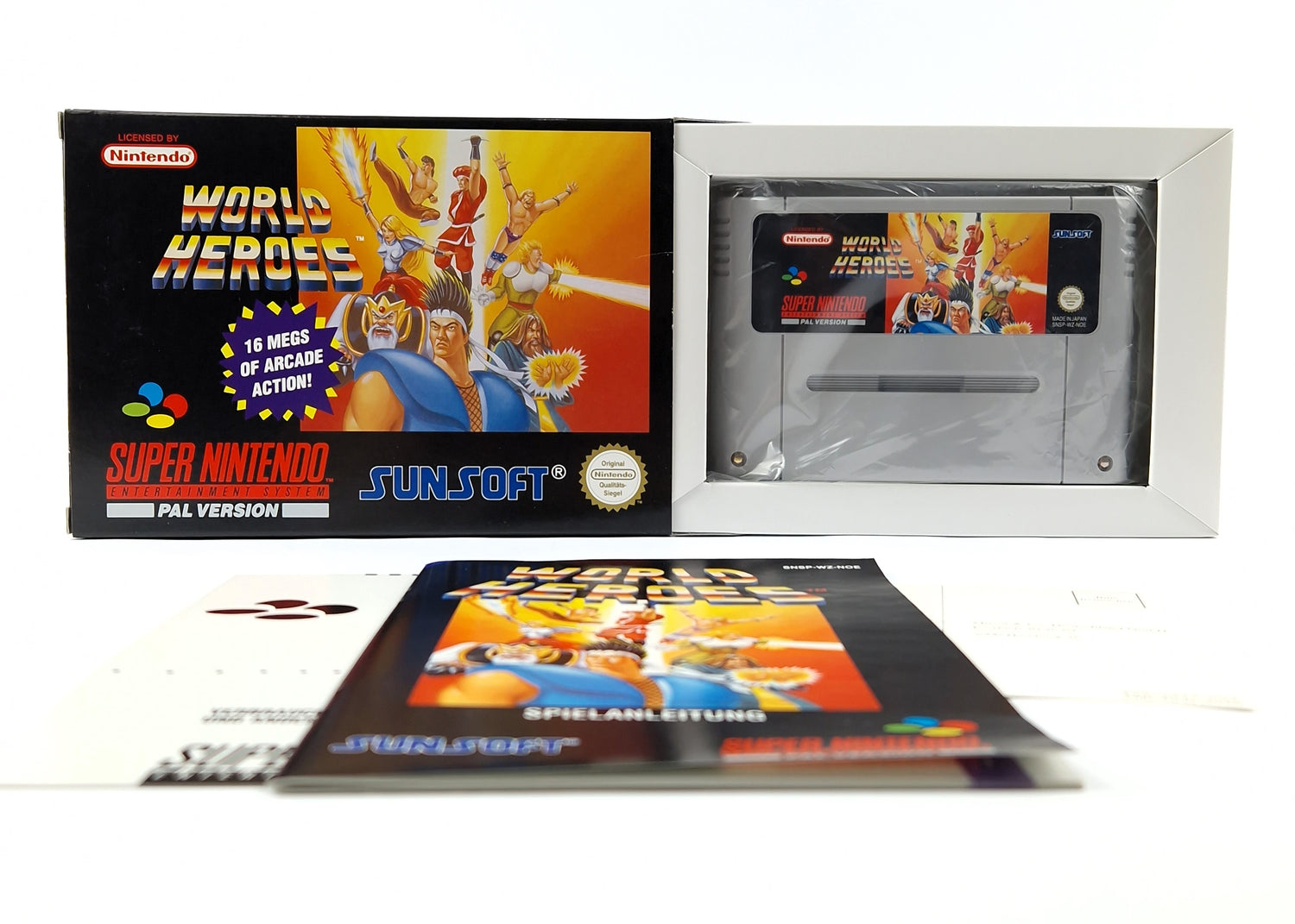 Super Nintendo Spiel : World Heroes - Modul Anleitung OVP cib / SNES PAL NOE