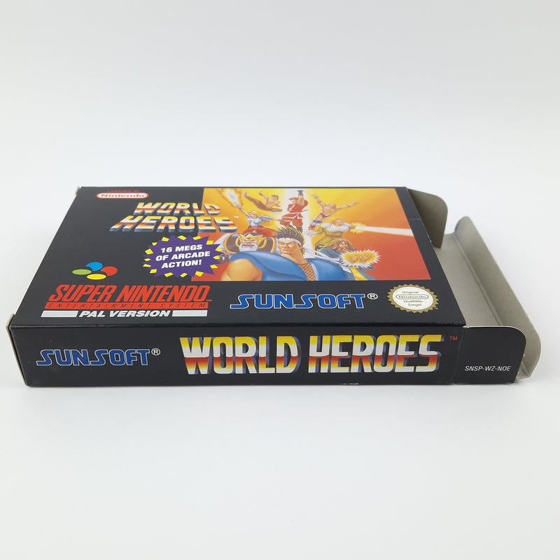 Super Nintendo Game: World Heroes - Module Instructions OVP cib / SNES PAL NOE