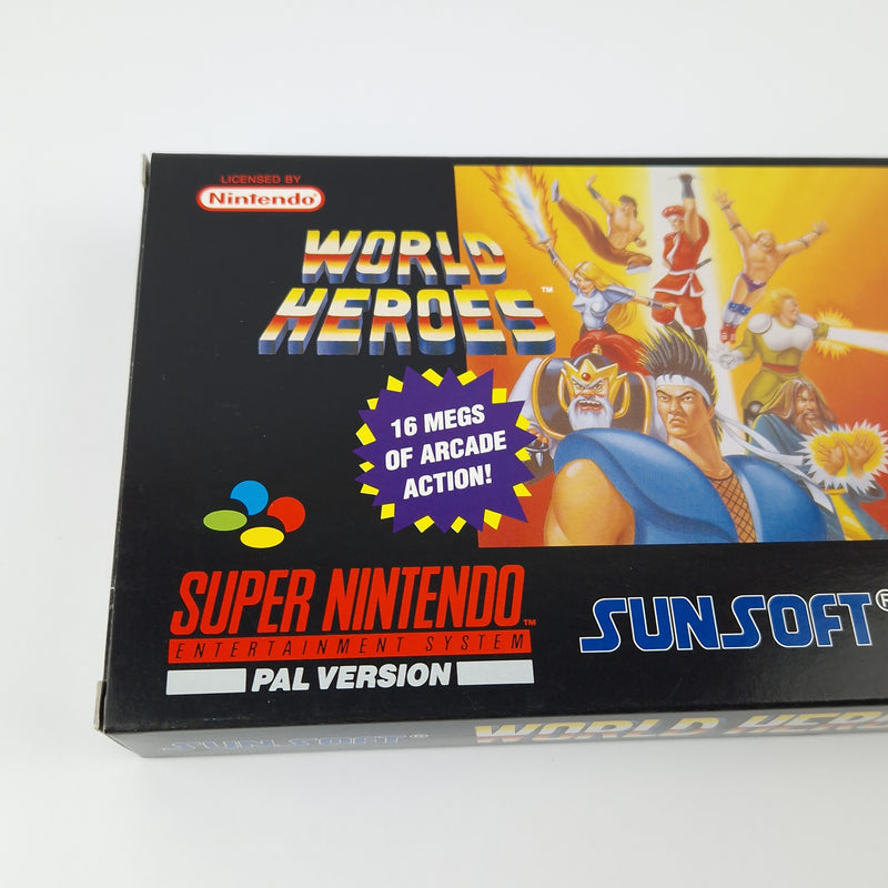 Super Nintendo Game: World Heroes - Module Instructions OVP cib / SNES PAL NOE