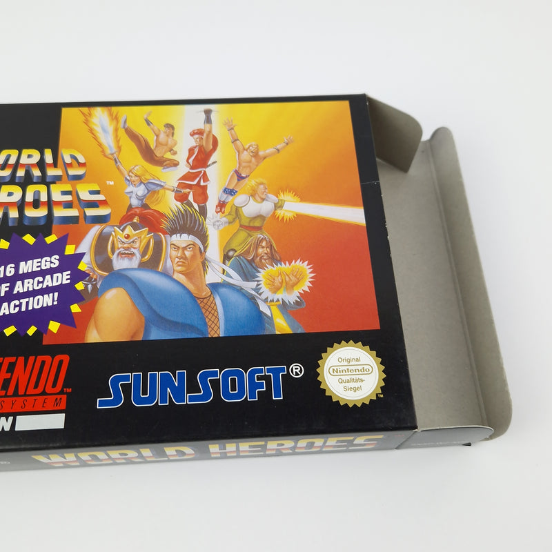 Super Nintendo Game: World Heroes - Module Instructions OVP cib / SNES PAL NOE