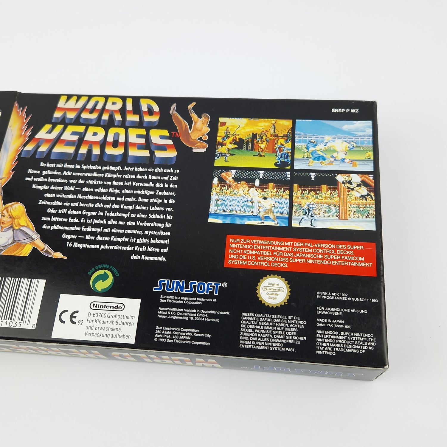 Super Nintendo Game: World Heroes - Module Instructions OVP cib / SNES PAL NOE