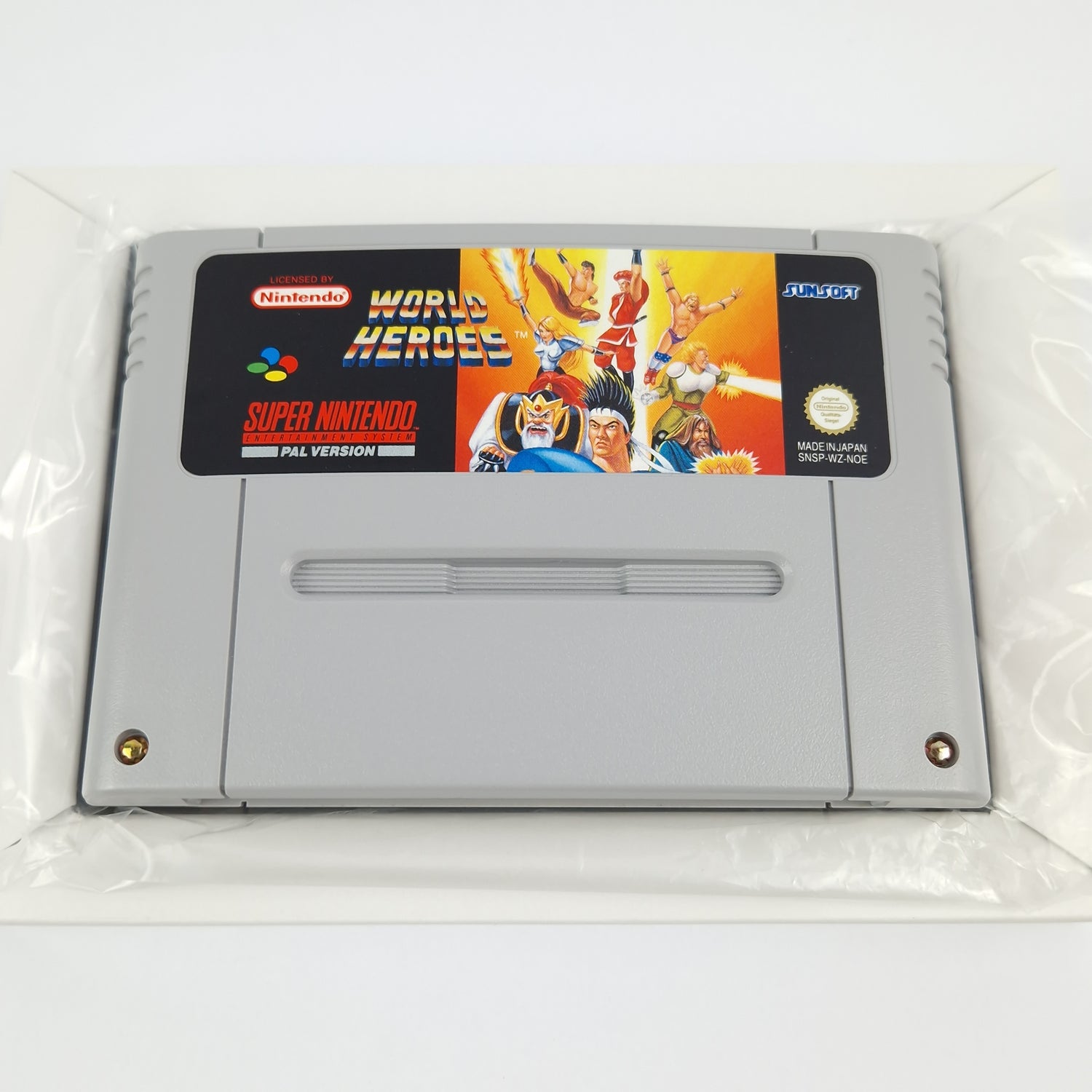 Super Nintendo Game: World Heroes - Module Instructions OVP cib / SNES PAL NOE