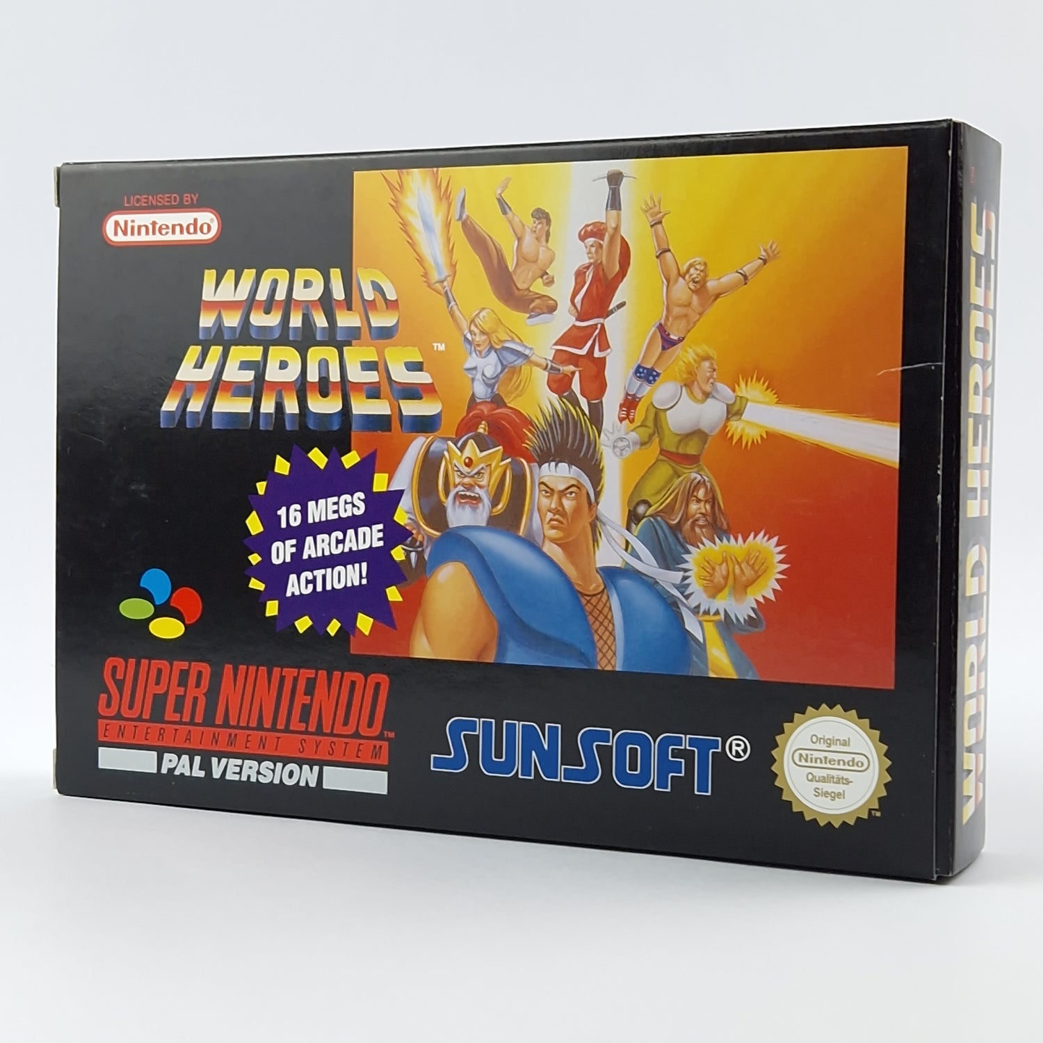 Super Nintendo Game: World Heroes - Module Instructions OVP cib / SNES PAL NOE