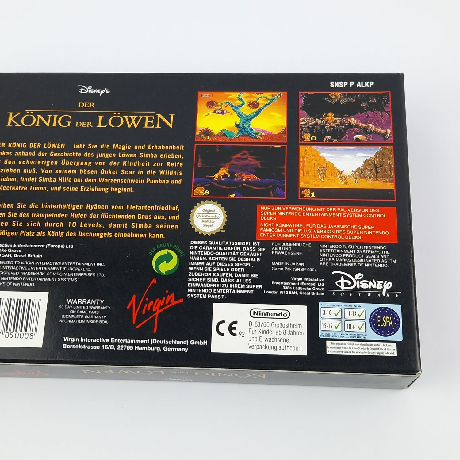 Super Nintendo Game: Disney's The Lion King - SNES cib OVP PAL NOE