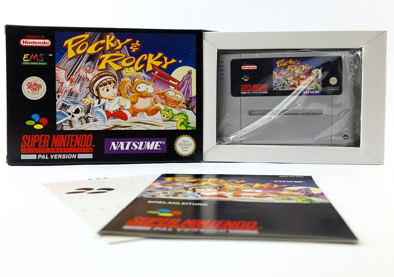 Super Nintendo Game: Pocky &amp; Rocky - Module Instructions OVP cib / SNES PAL NOE