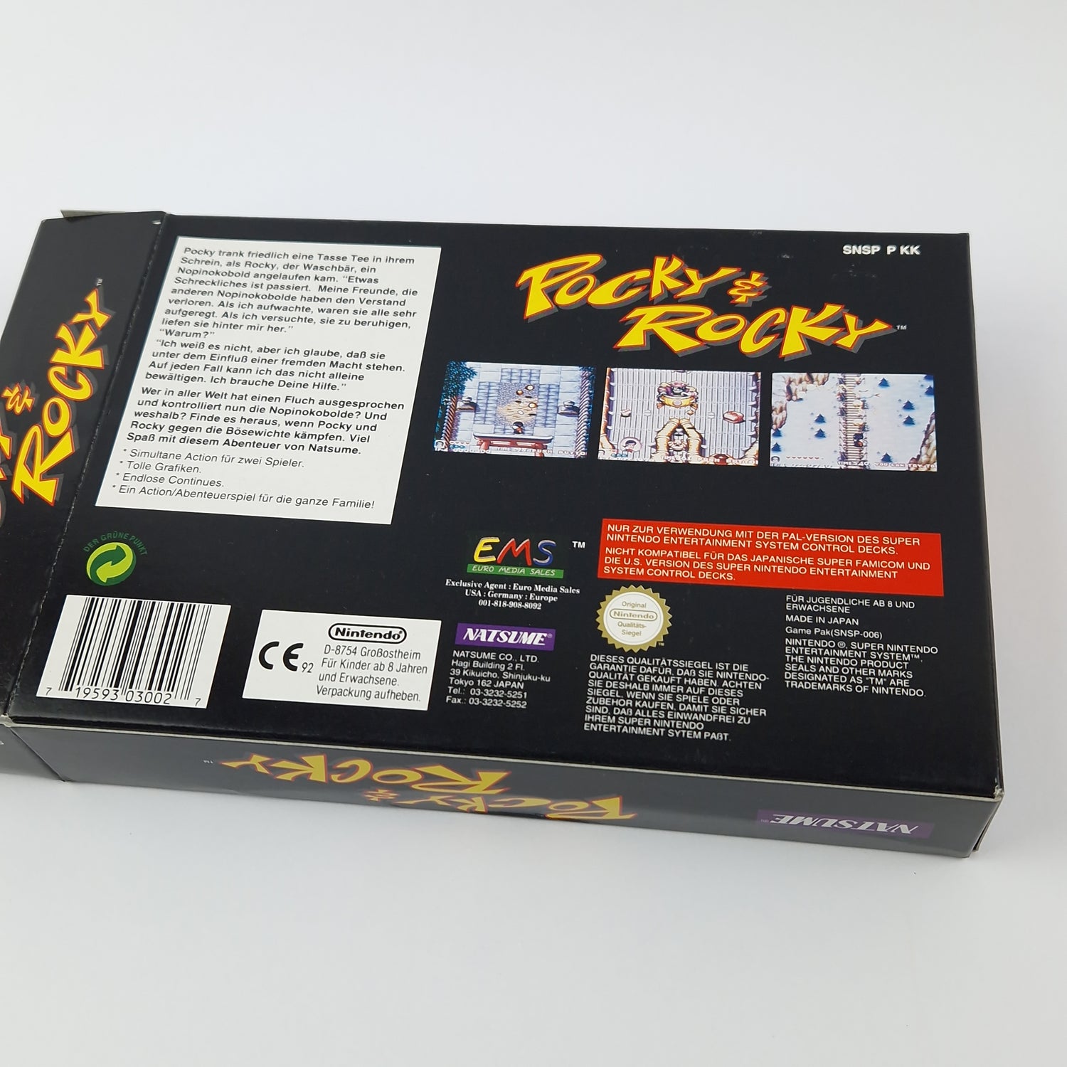 Super Nintendo Game: Pocky & Rocky - Module Instructions OVP cib / SNES PAL NOE