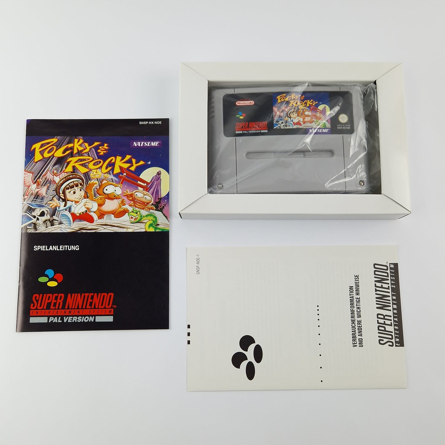 Super Nintendo Game: Pocky & Rocky - Module Instructions OVP cib / SNES PAL NOE