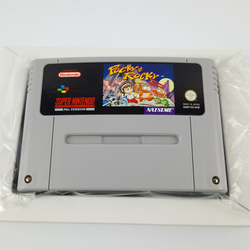 Super Nintendo Game: Pocky &amp; Rocky - Module Instructions OVP cib / SNES PAL NOE