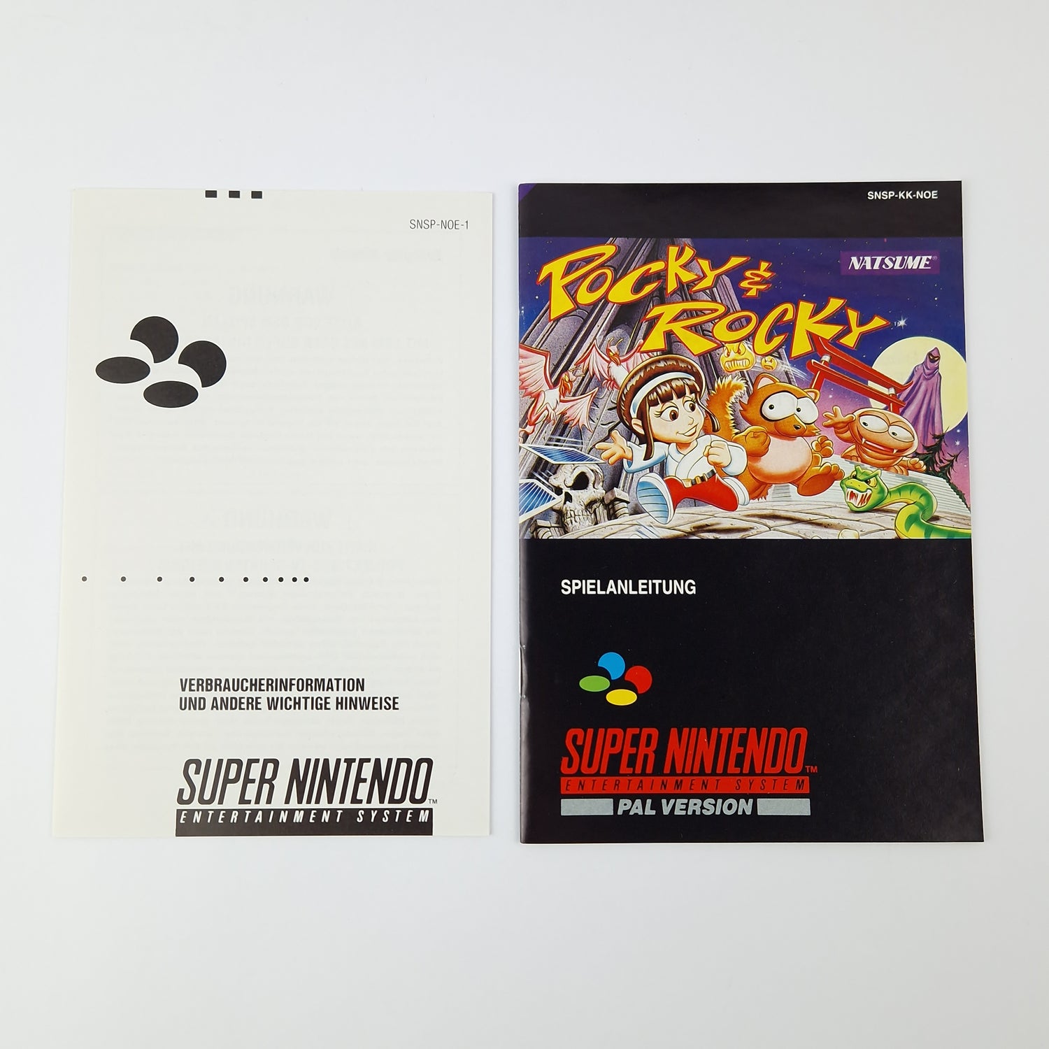 Super Nintendo Game: Pocky & Rocky - Module Instructions OVP cib / SNES PAL NOE