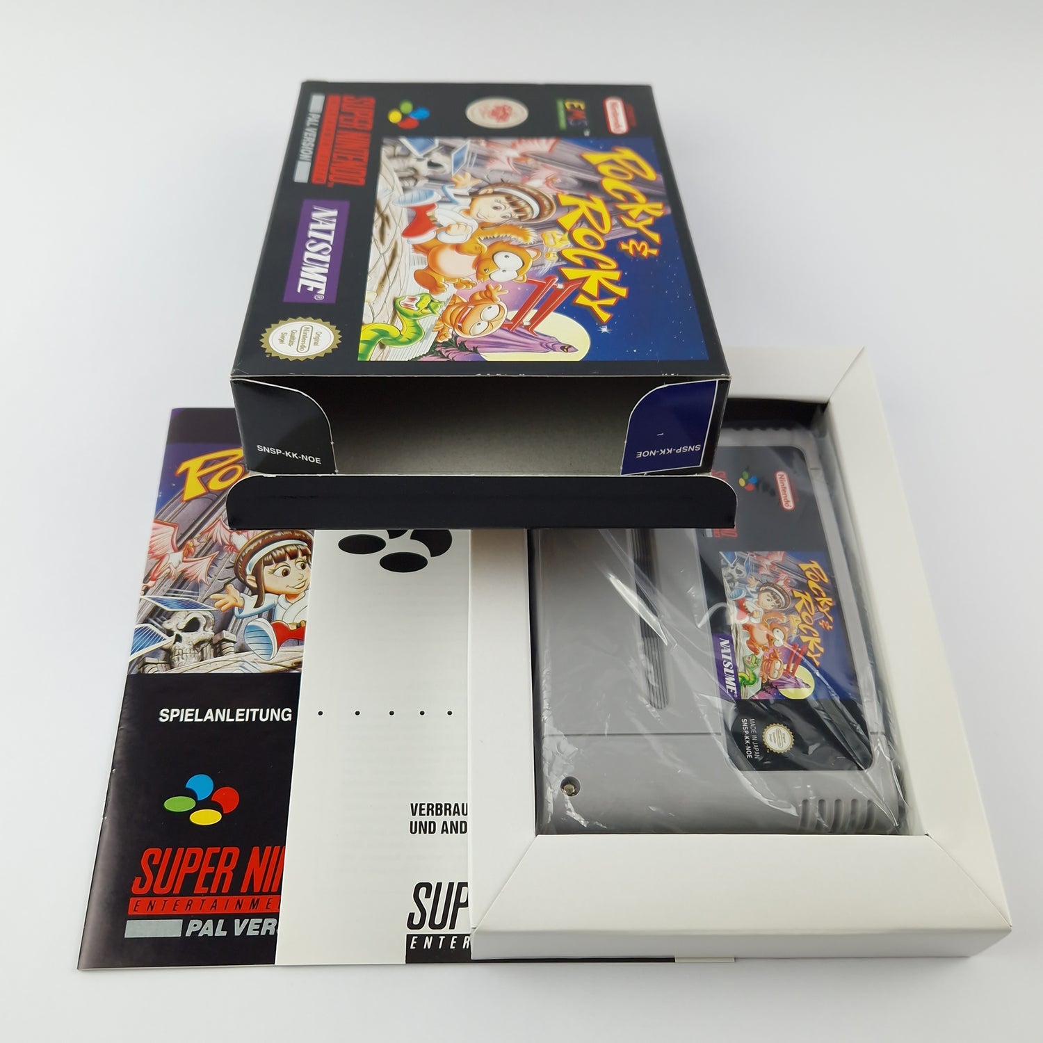 Super Nintendo Game: Pocky & Rocky - Module Instructions OVP cib / SNES PAL NOE