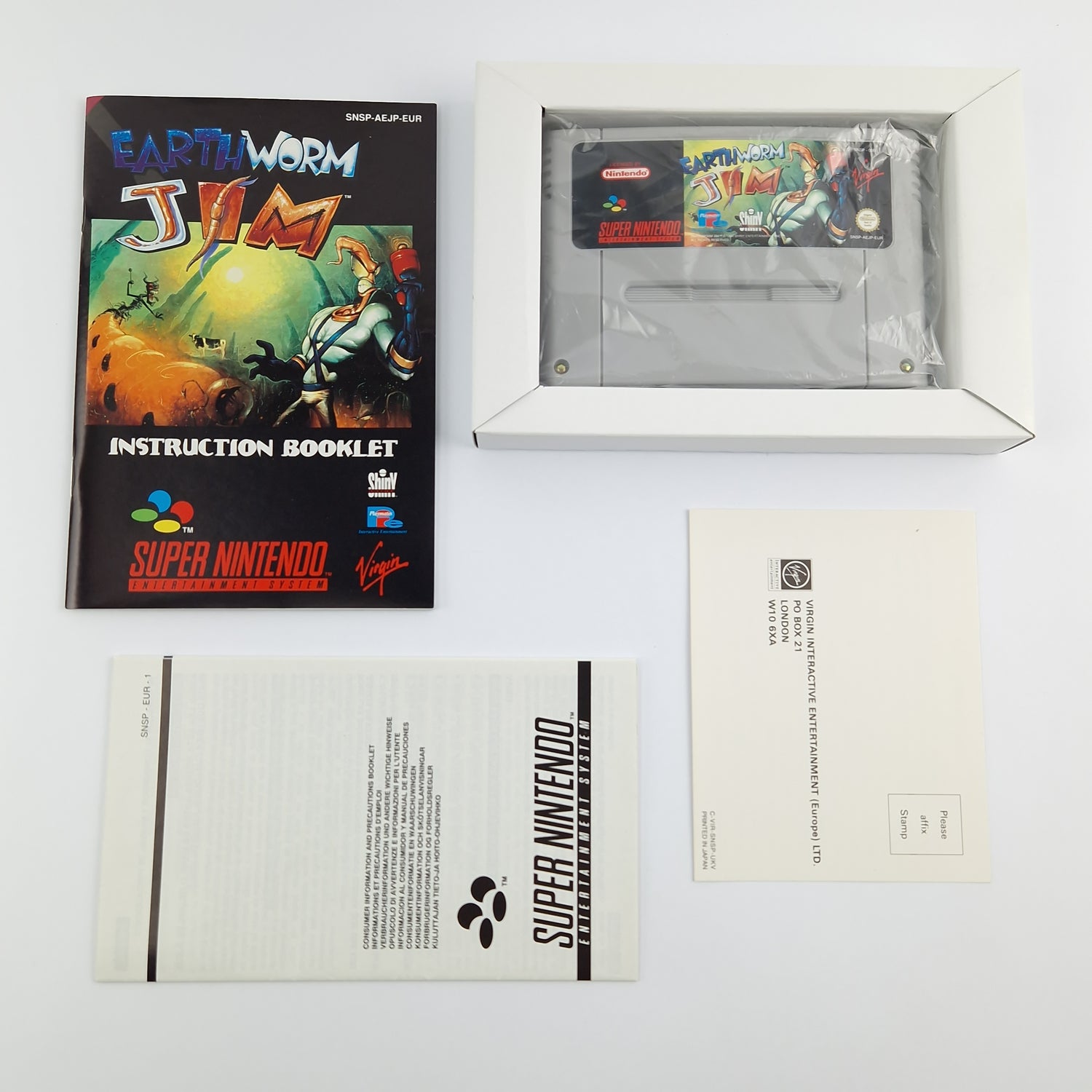 Super Nintendo Game: Earth Worm Jim - Module Instructions OVP cib / SNES PAL EUR