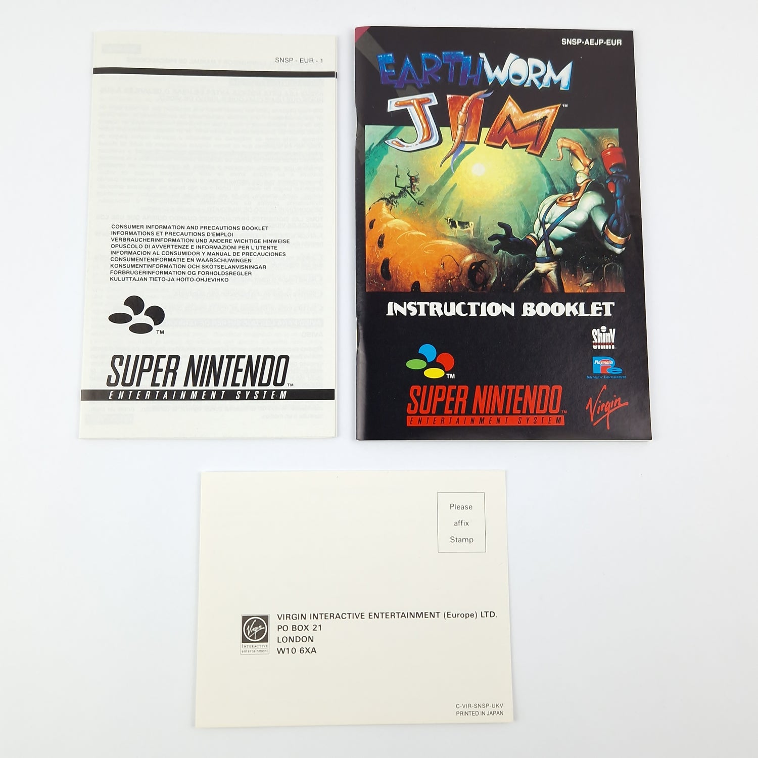 Super Nintendo Game: Earth Worm Jim - Module Instructions OVP cib / SNES PAL EUR